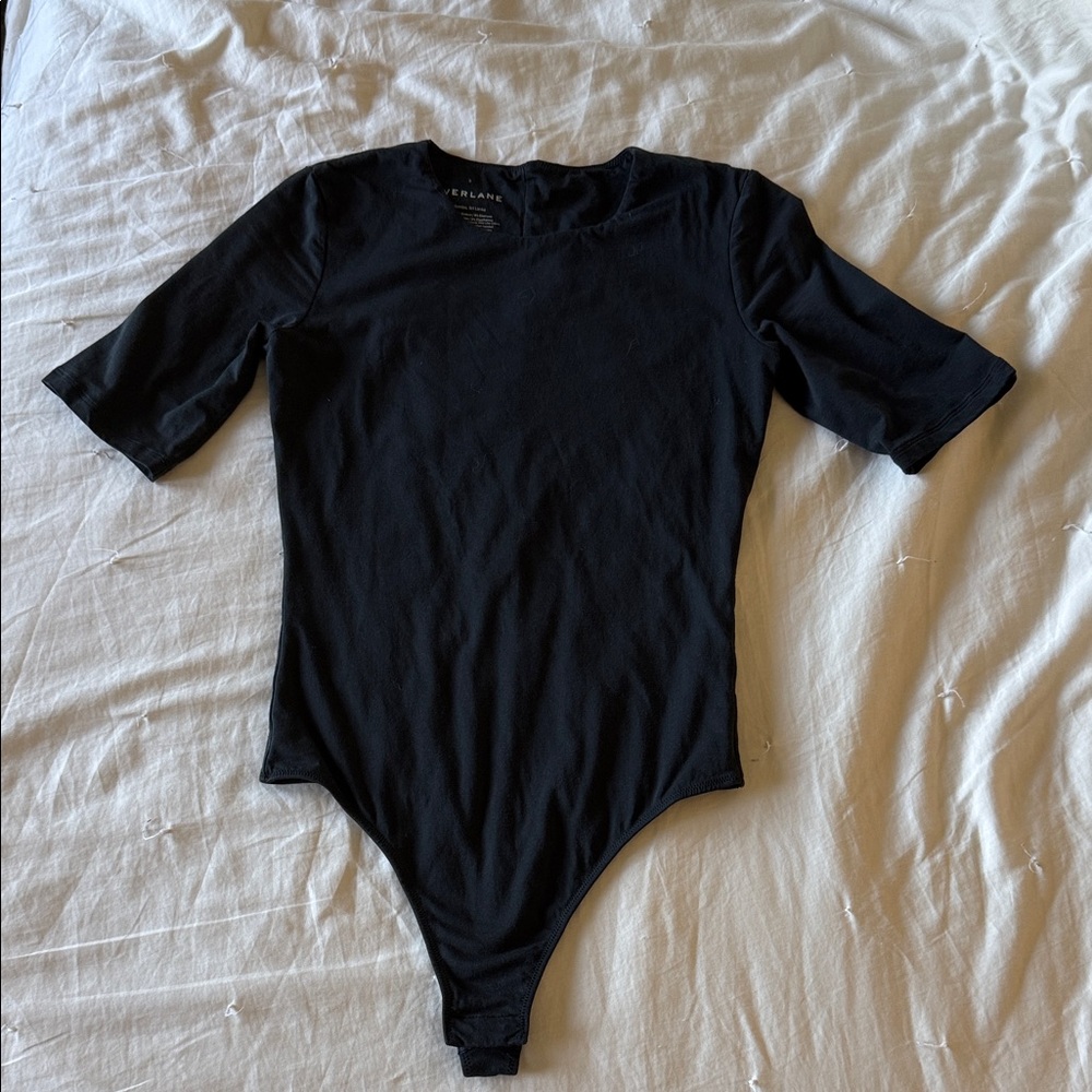 Everlane Black Short-Sleeve Bodysuit Crew Neck